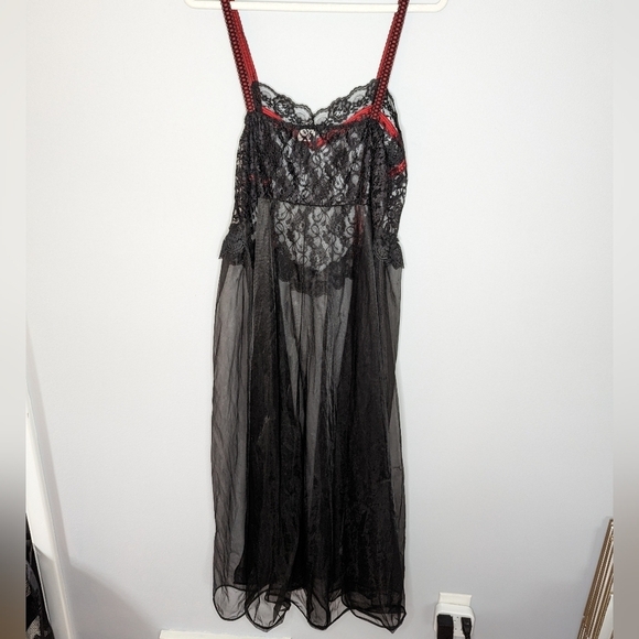 Vintage Jill Anderson of New York Lace Gothic maxi sleep nightgown dress XL - Picture 4 of 6